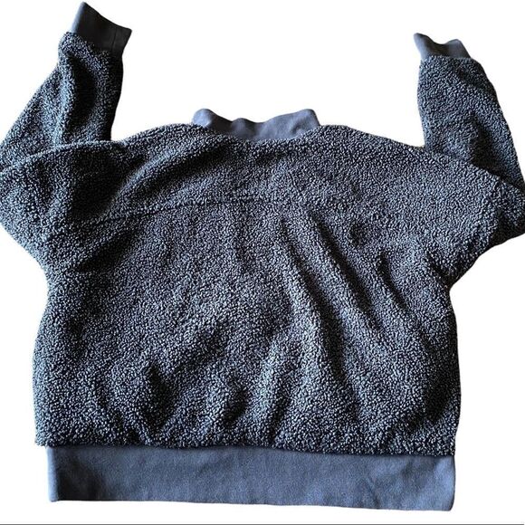 Fabletics Wm’s Sz XS Dark Gray 1/2 Zip Pull Over Cropped Sherpa Jacket - Picture 2 of 3